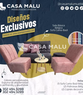 Optimiza tu espacio y añade un toque de elegancia con el Juego de Sala Básica Bélgica Sofá Cama. Este conjunto versátil no solo embellece tu hogar, sino que también ofrece soluciones prácticas para el día a día.