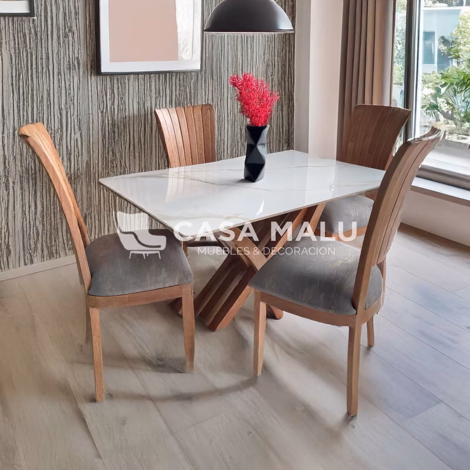 Carrara 4P Comedor Carrara de 4 Puestos En Piedra Sinterizada - Imagen 1