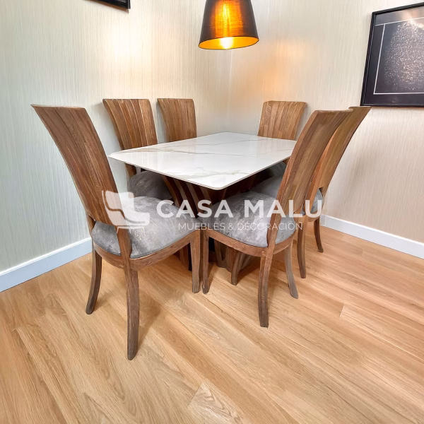 Comedor Carrara de 6 Puestos En Piedra Sinterizada